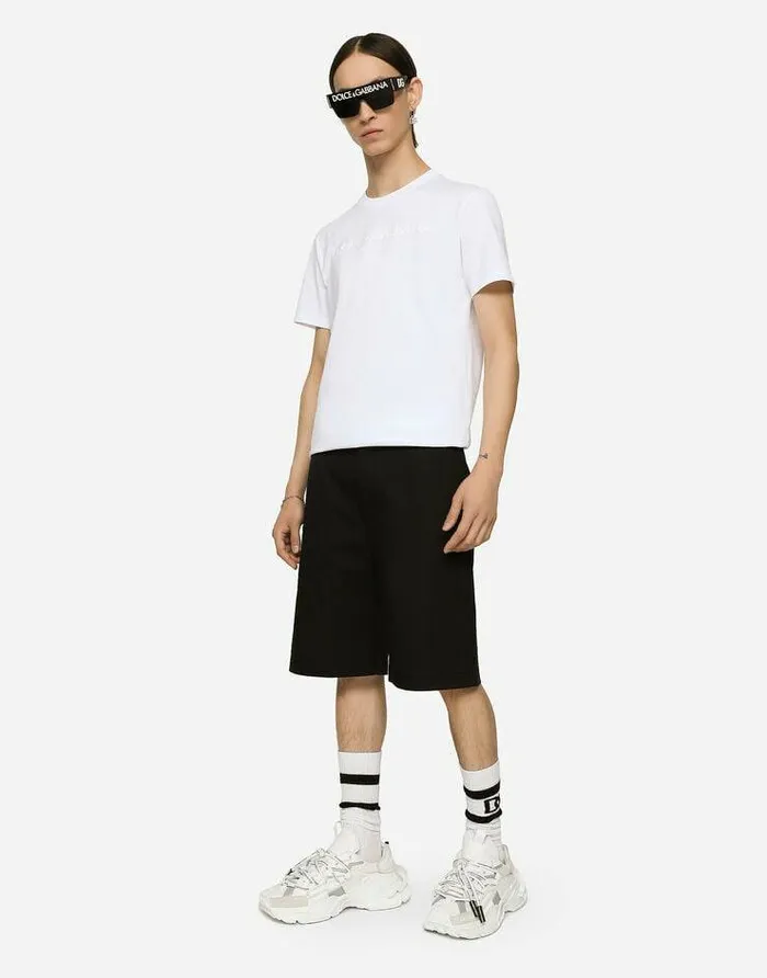 Dolce and Gabbana Trousers And Shorts Men Stretch Cotton Shorts With Branded Tag Black Dolce and Gabbana Trousers And Shorts Men Stretch Cotton Shorts With Branded Tag Black