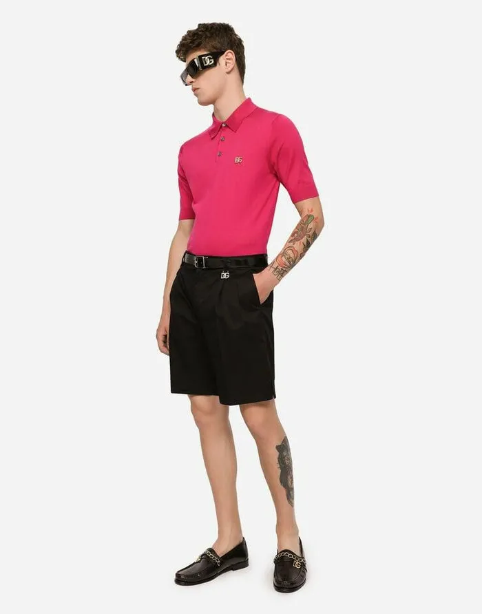 Dolce and Gabbana Trousers And Shorts Men Stretch Cotton Shorts With DG Patch Black Dolce and Gabbana Trousers And Shorts Men Stretch Cotton Shorts With DG Patch Black