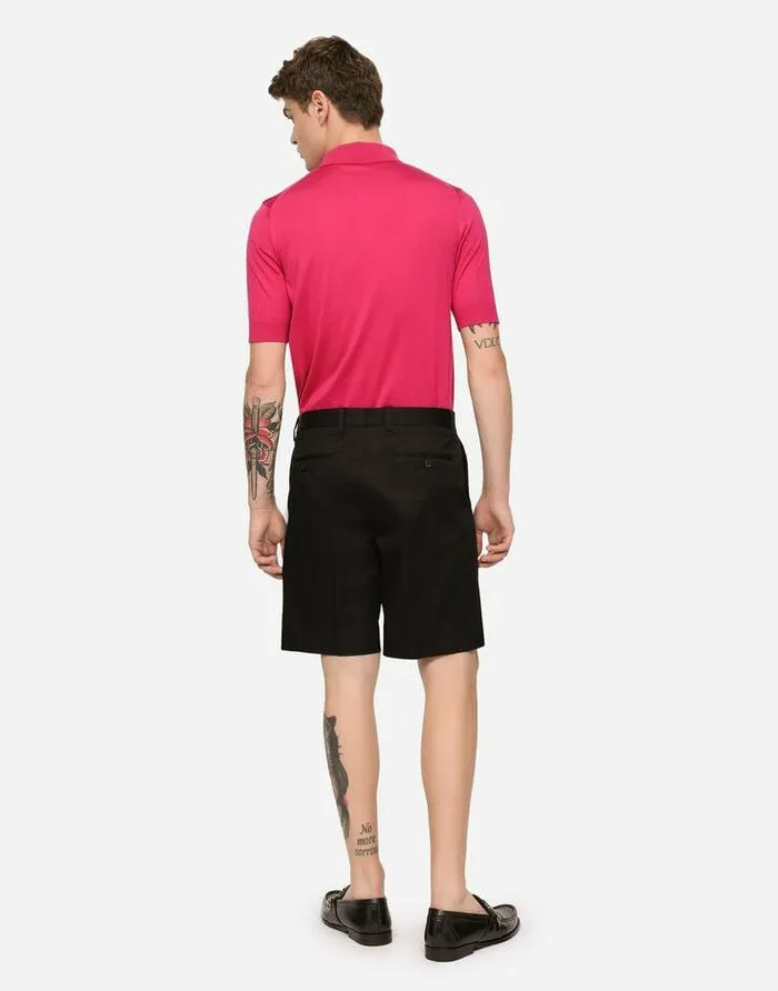 Dolce and Gabbana Trousers And Shorts Men Stretch Cotton Shorts With DG Patch Black Dolce and Gabbana Trousers And Shorts Men Stretch Cotton Shorts With DG Patch Black