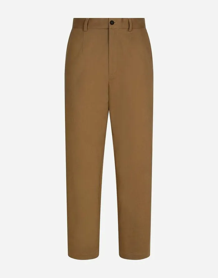 Dolce and Gabbana Trousers And Shorts Men Stretch Drill Pants With Logo Label Grey Dolce and Gabbana Trousers And Shorts Men Stretch Drill Pants With Logo Label Grey