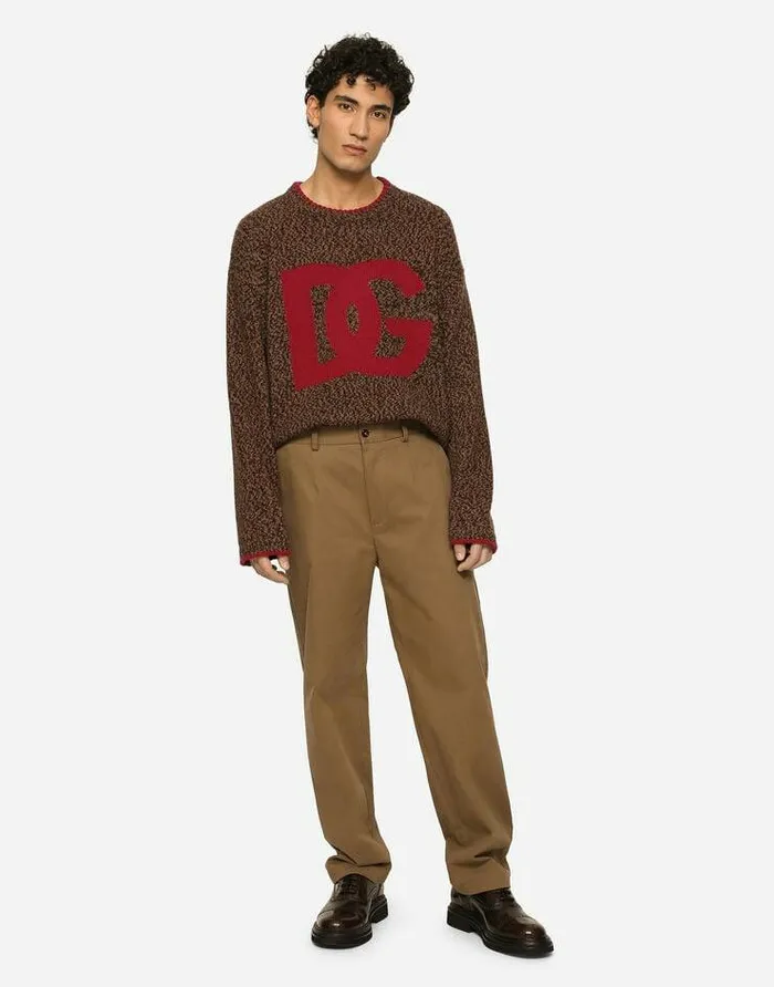 Dolce and Gabbana Trousers And Shorts Men Stretch Drill Pants With Logo Label Grey Dolce and Gabbana Trousers And Shorts Men Stretch Drill Pants With Logo Label Grey