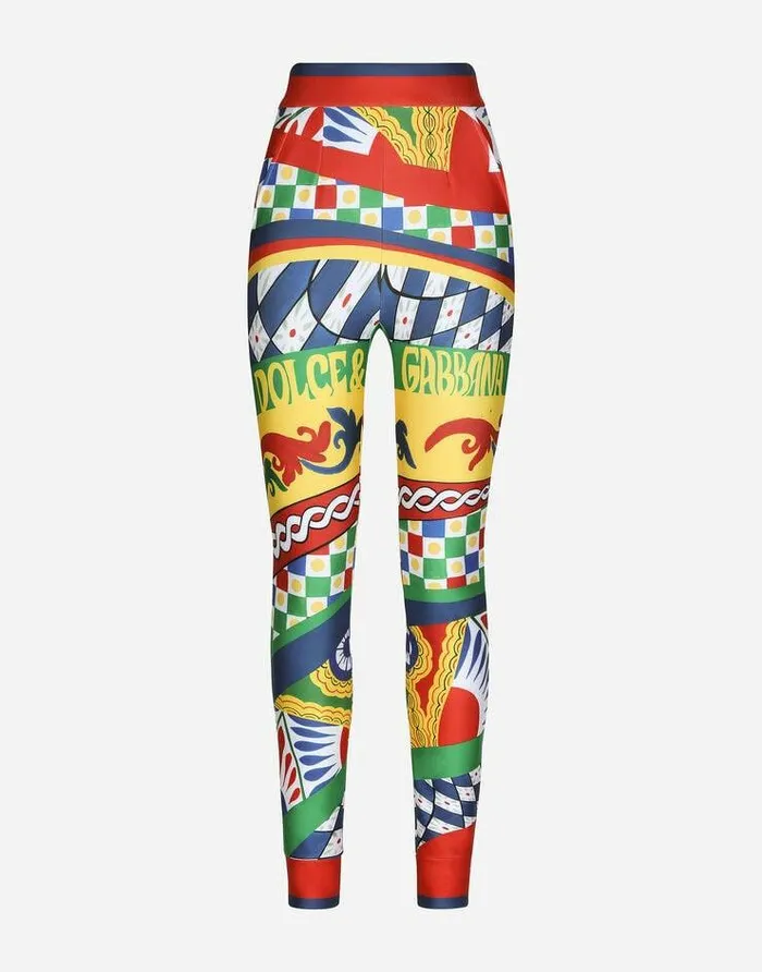 Dolce and Gabbana Trousers And Shorts Women Carrettoprint Technical Jersey Leggings Multicolor Dolce and Gabbana Trousers And Shorts Women Carrettoprint Technical Jersey Leggings Multicolor