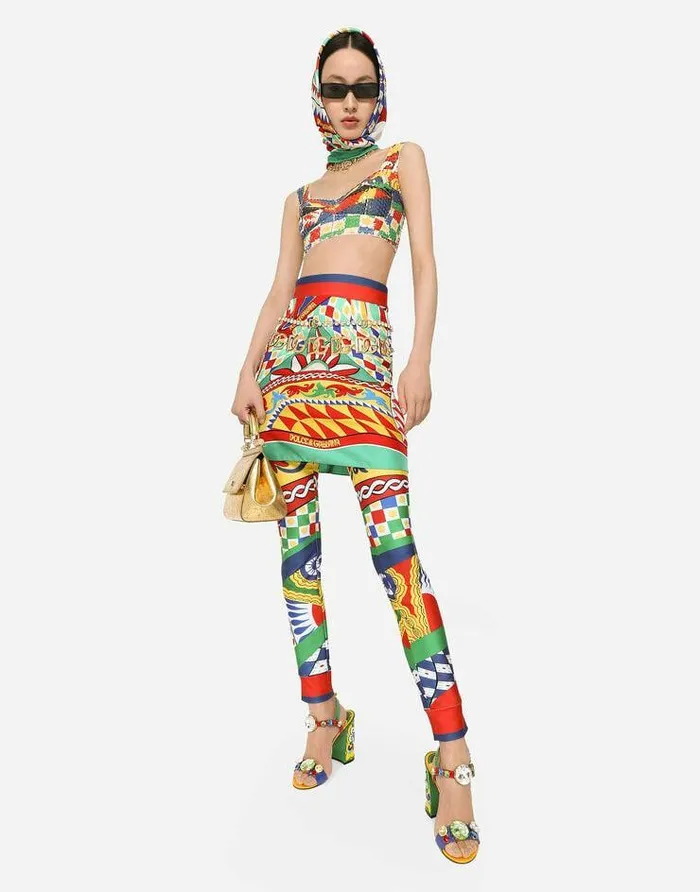 Dolce and Gabbana Trousers And Shorts Women Carrettoprint Technical Jersey Leggings Multicolor Dolce and Gabbana Trousers And Shorts Women Carrettoprint Technical Jersey Leggings Multicolor