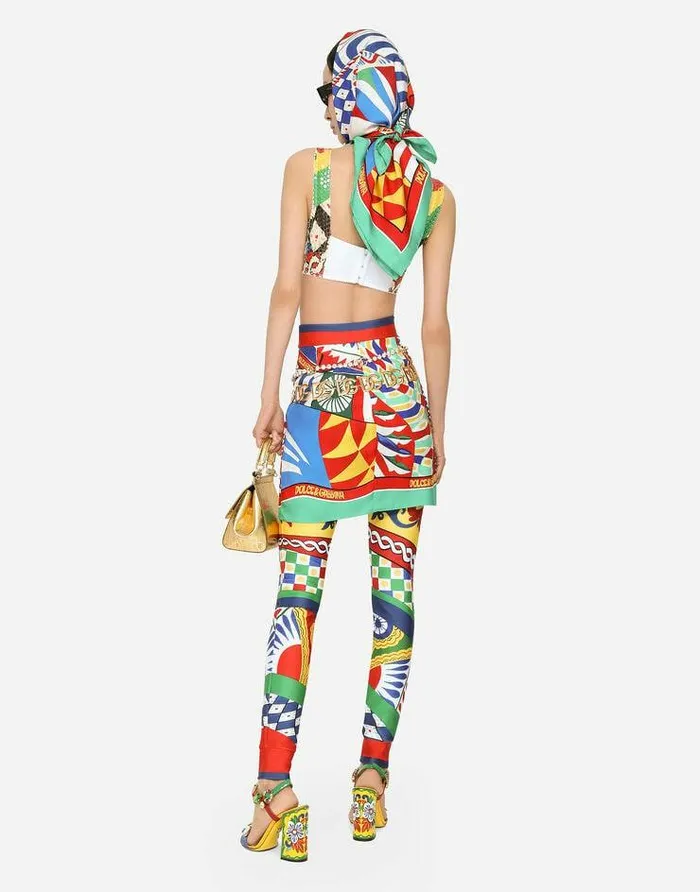 Dolce and Gabbana Trousers And Shorts Women Carrettoprint Technical Jersey Leggings Multicolor Dolce and Gabbana Trousers And Shorts Women Carrettoprint Technical Jersey Leggings Multicolor