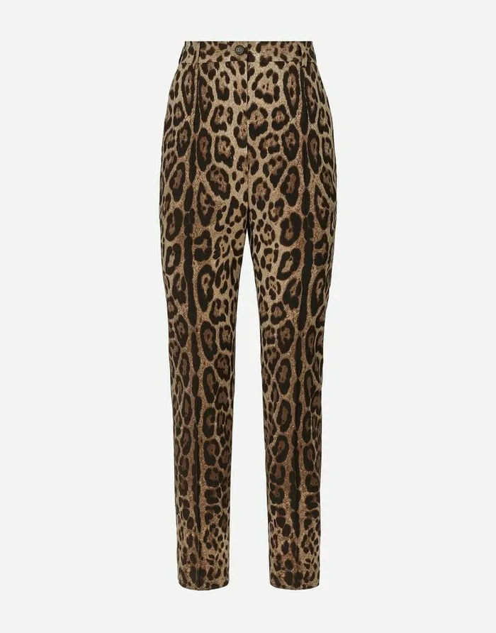 Dolce and Gabbana Trousers And Shorts Women Highwaisted Pants In Leopardprint Wool Animal Print Dolce and Gabbana Trousers And Shorts Women Highwaisted Pants In Leopardprint Wool Animal Print
