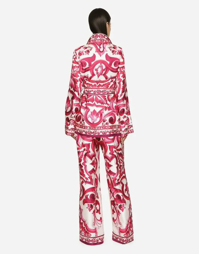 Dolce and Gabbana Trousers And Shorts Women Majolicaprint Twill Pants Multicolor Dolce and Gabbana Trousers And Shorts Women Majolicaprint Twill Pants Multicolor