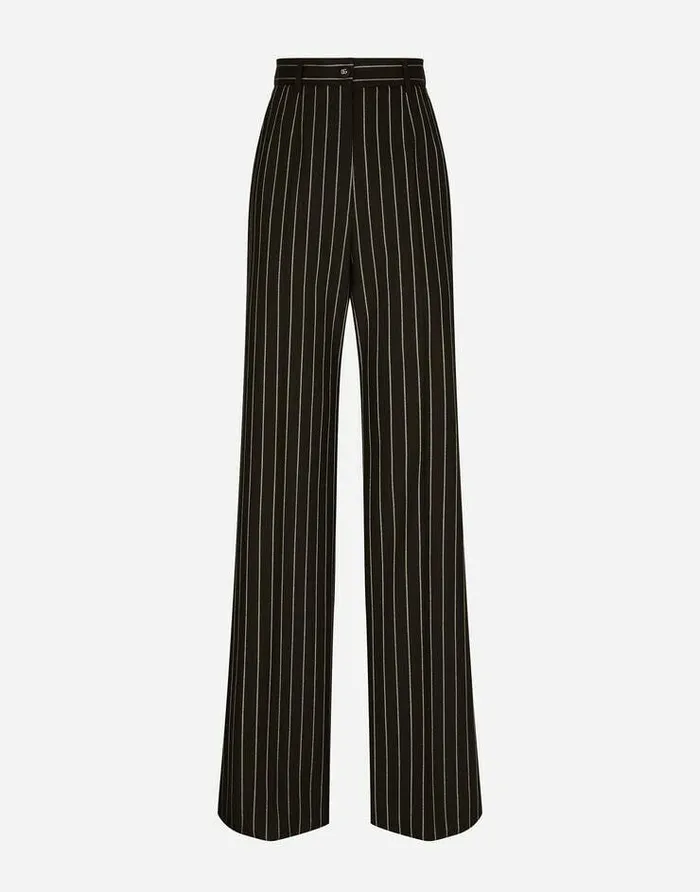 Dolce and Gabbana Trousers And Shorts Women Pinstripe Wool Palazzo Pants Multicolor Dolce and Gabbana Trousers And Shorts Women Pinstripe Wool Palazzo Pants Multicolor