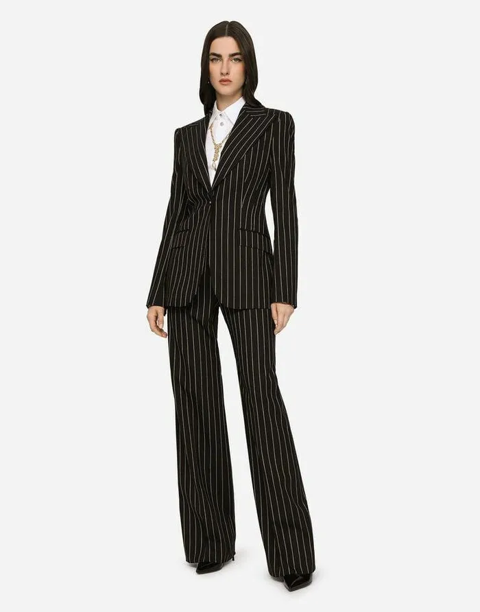 Dolce and Gabbana Trousers And Shorts Women Pinstripe Wool Palazzo Pants Multicolor Dolce and Gabbana Trousers And Shorts Women Pinstripe Wool Palazzo Pants Multicolor