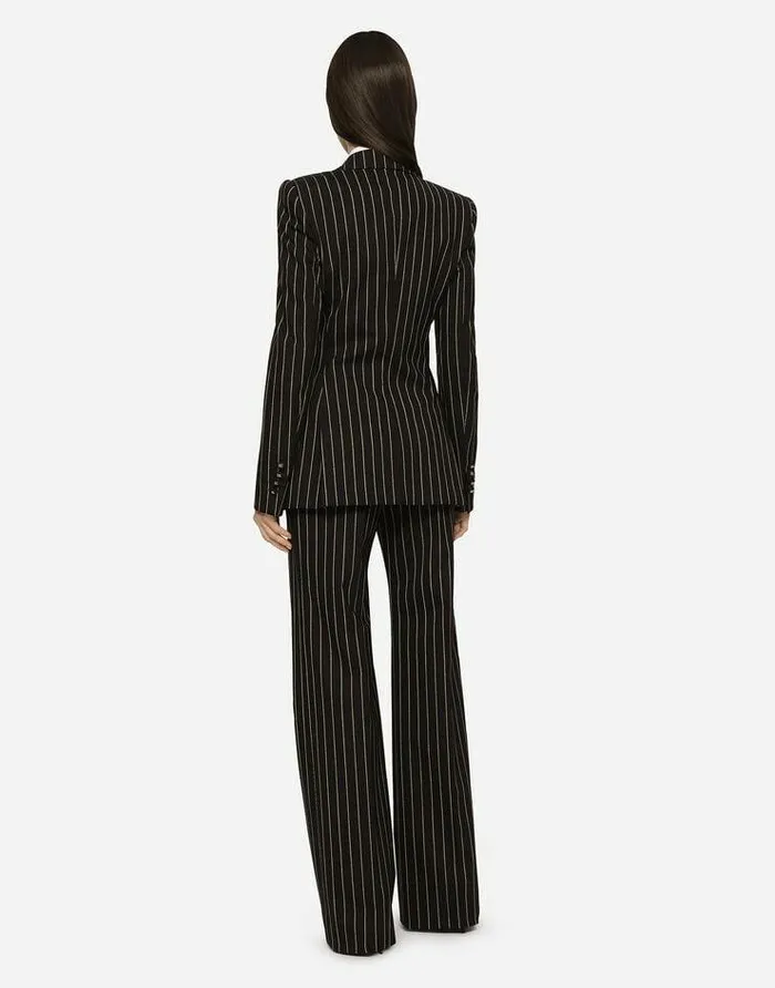Dolce and Gabbana Trousers And Shorts Women Pinstripe Wool Palazzo Pants Multicolor Dolce and Gabbana Trousers And Shorts Women Pinstripe Wool Palazzo Pants Multicolor