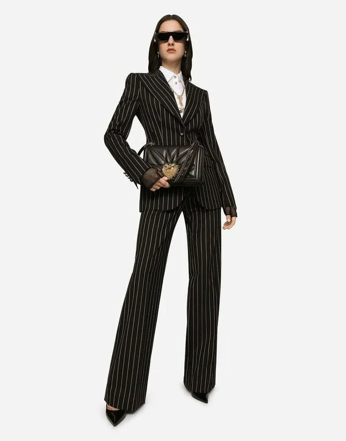 Dolce and Gabbana Trousers And Shorts Women Pinstripe Wool Palazzo Pants Multicolor Dolce and Gabbana Trousers And Shorts Women Pinstripe Wool Palazzo Pants Multicolor