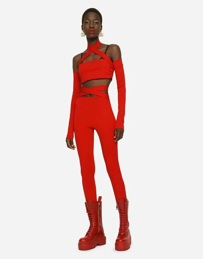 Dolce and Gabbana Trousers And Shorts Women Viscose Pants With Strap Detail Red Dolce and Gabbana Trousers And Shorts Women Viscose Pants With Strap Detail Red