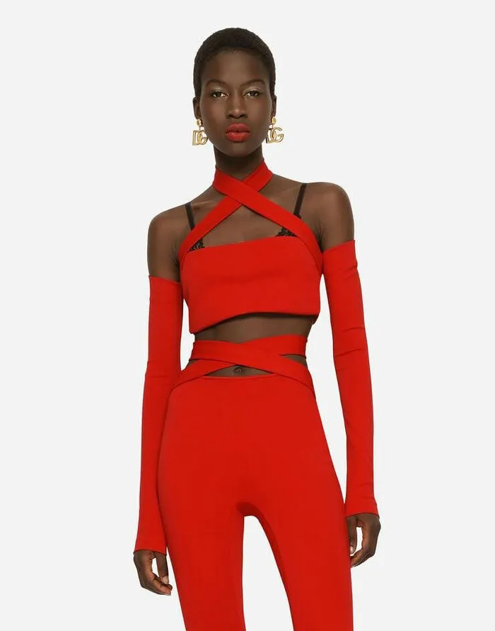 Dolce and Gabbana Trousers And Shorts Women Viscose Pants With Strap Detail Red Dolce and Gabbana Trousers And Shorts Women Viscose Pants With Strap Detail Red