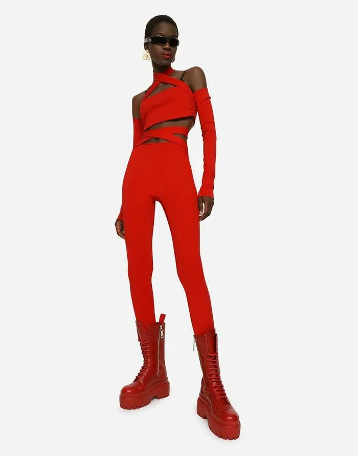 Dolce and Gabbana Trousers And Shorts Women Viscose Pants With Strap Detail Red Dolce and Gabbana Trousers And Shorts Women Viscose Pants With Strap Detail Red
