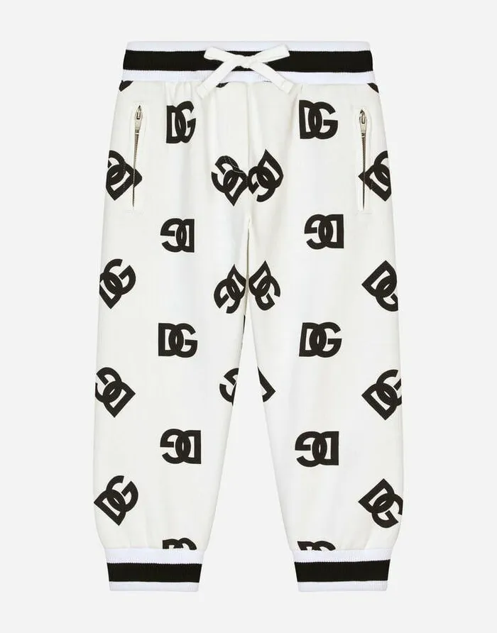 Dolce and Gabbana Trousers And Skirts Children Jersey Jogging Pants With DG Logo Print Multicolor Dolce and Gabbana Trousers And Skirts Children Jersey Jogging Pants With DG Logo Print Multicolor