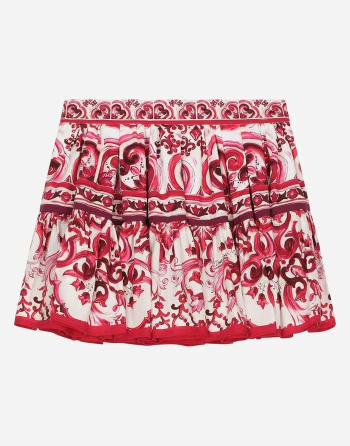 Dolce and Gabbana Trousers And Skirts Children Majolicaprint Poplin Skirt Multicolor Dolce and Gabbana Trousers And Skirts Children Majolicaprint Poplin Skirt Multicolor