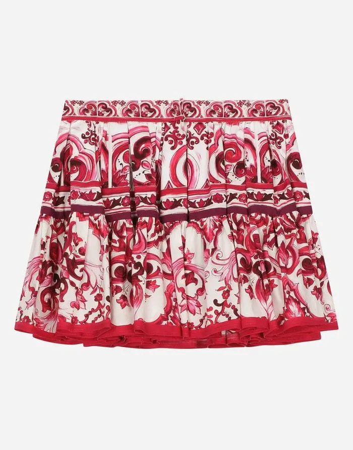 Dolce and Gabbana Trousers And Skirts Children Majolicaprint Poplin Skirt Multicolor Dolce and Gabbana Trousers And Skirts Children Majolicaprint Poplin Skirt Multicolor