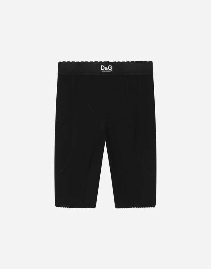 Dolce and Gabbana Trousers And Skirts Children Technical Jersey Cycling Shorts With DandG Label Black Dolce and Gabbana Trousers And Skirts Children Technical Jersey Cycling Shorts With DandG Label Black