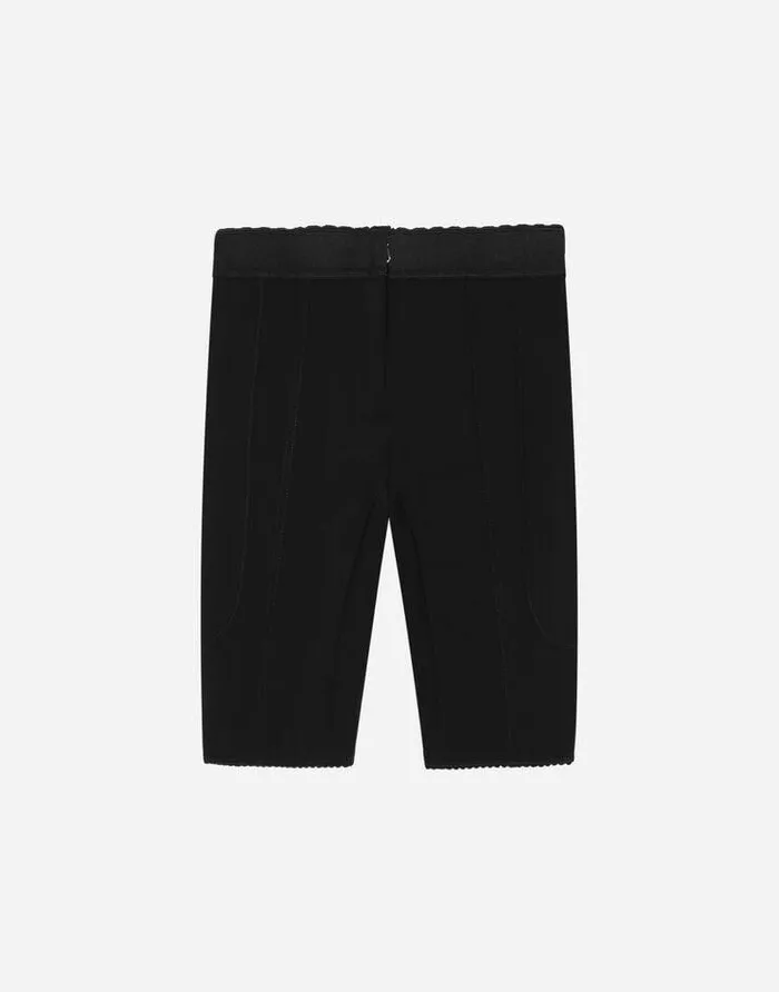 Dolce and Gabbana Trousers And Skirts Children Technical Jersey Cycling Shorts With DandG Label Black Dolce and Gabbana Trousers And Skirts Children Technical Jersey Cycling Shorts With DandG Label Black