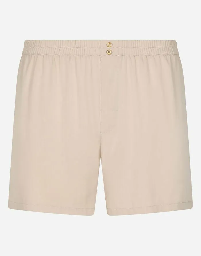 Dolce and Gabbana Underwear And Loungewear Men Stretch Silk Shorts With Logo Label Beige Dolce and Gabbana Underwear And Loungewear Men Stretch Silk Shorts With Logo Label Beige