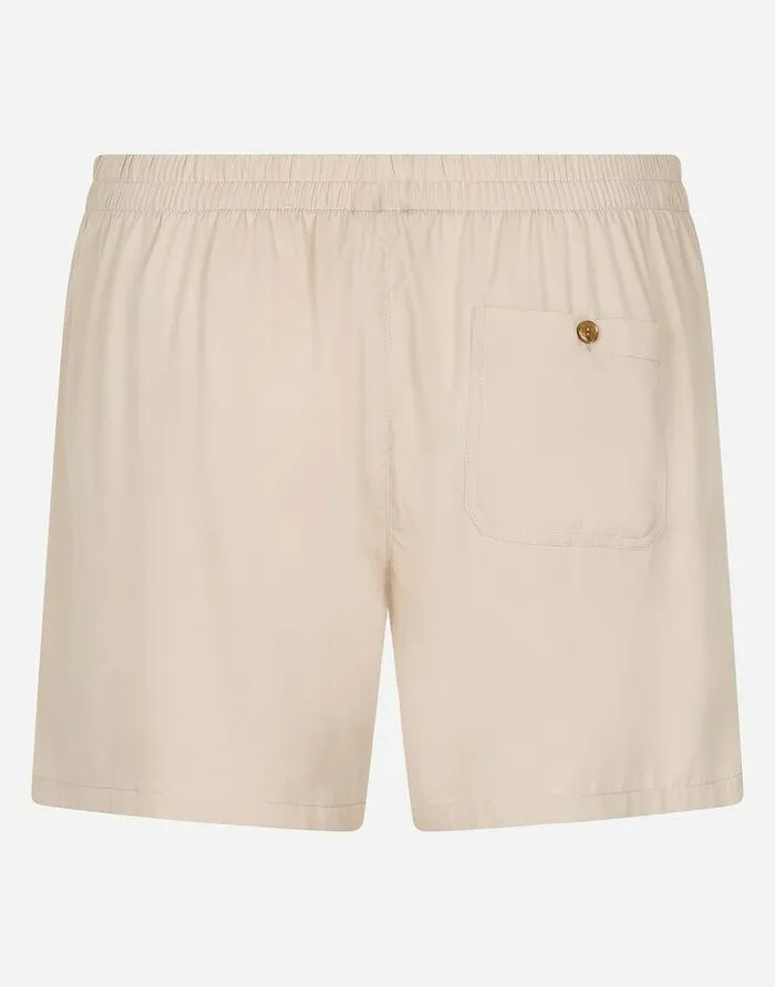 Dolce and Gabbana Underwear And Loungewear Men Stretch Silk Shorts With Logo Label Beige Dolce and Gabbana Underwear And Loungewear Men Stretch Silk Shorts With Logo Label Beige