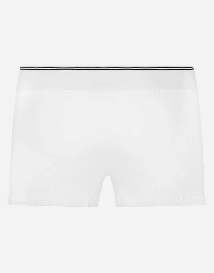 Dolce and Gabbana Underwear And Loungewear Men Twowaystretch Jersey Boxers With Patch White Dolce and Gabbana Underwear And Loungewear Men Twowaystretch Jersey Boxers With Patch White