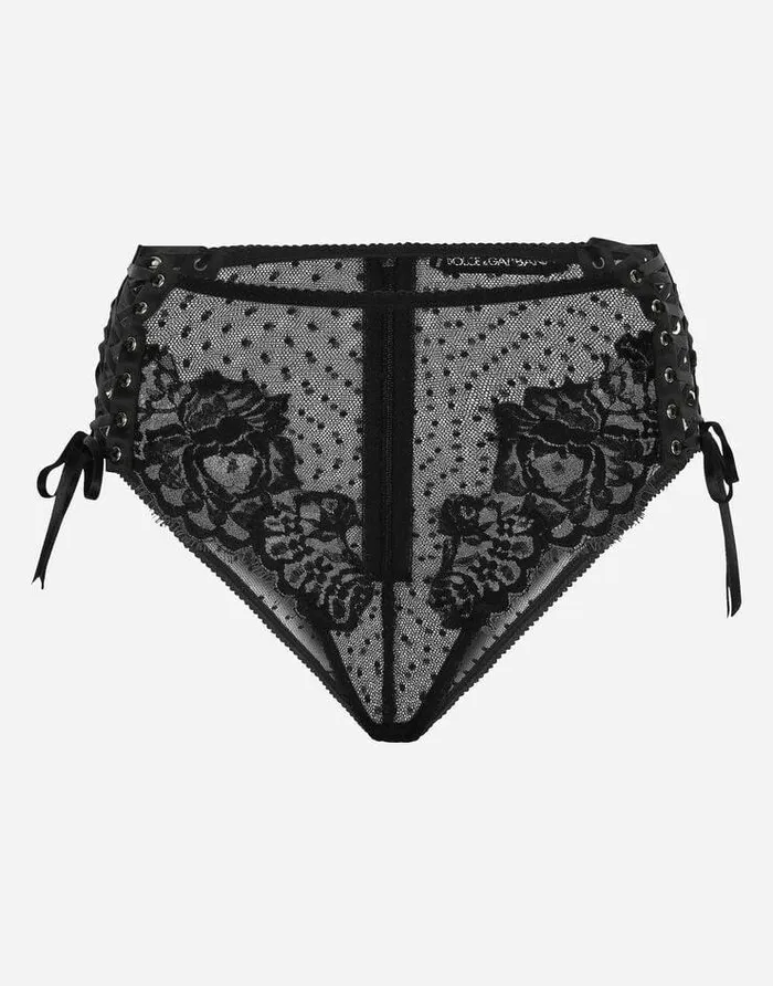 Dolce and Gabbana Underwear Women Highwaisted Lace Briefs Black