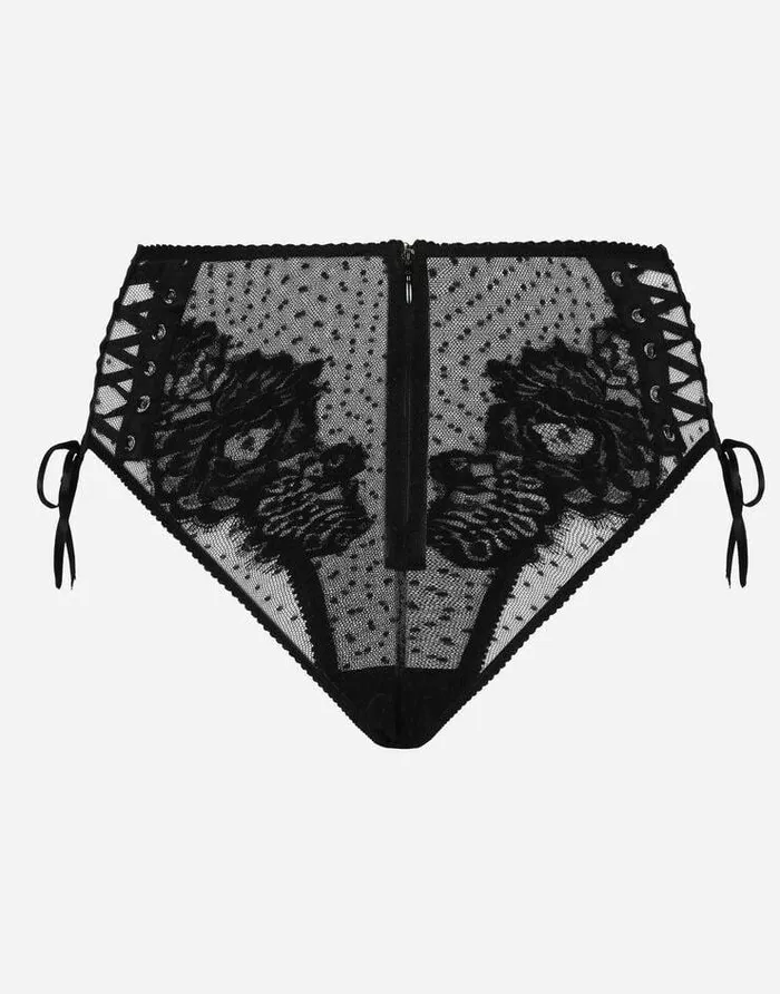 Dolce and Gabbana Underwear Women Highwaisted Lace Briefs Black Dolce and Gabbana Underwear Women Highwaisted Lace Briefs Black