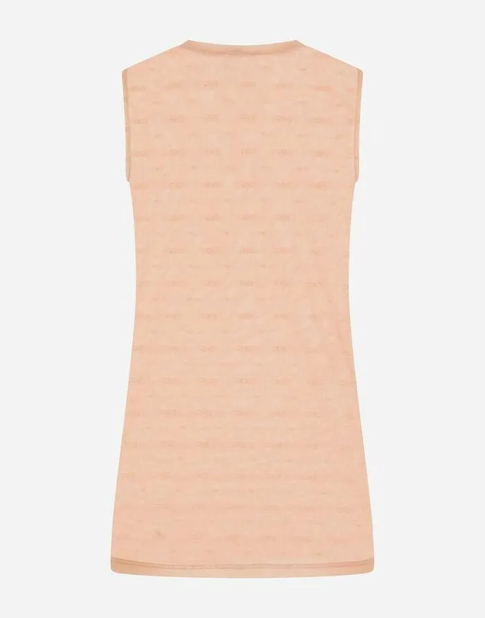 Dolce and Gabbana Underwear Women Jacquard Tulle Tank Top Beige Dolce and Gabbana Underwear Women Jacquard Tulle Tank Top Beige