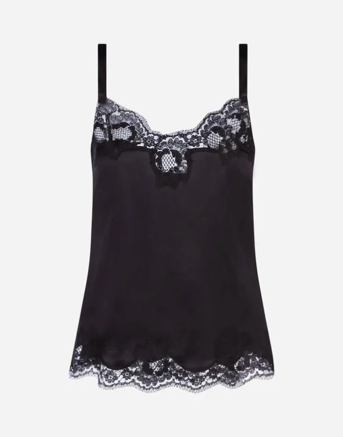 Dolce and Gabbana Underwear Women Lingerie Top In Satin And Lace Black