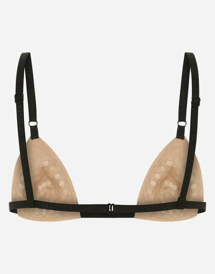 Dolce and Gabbana Underwear Women Rhinestoned Bra Beige