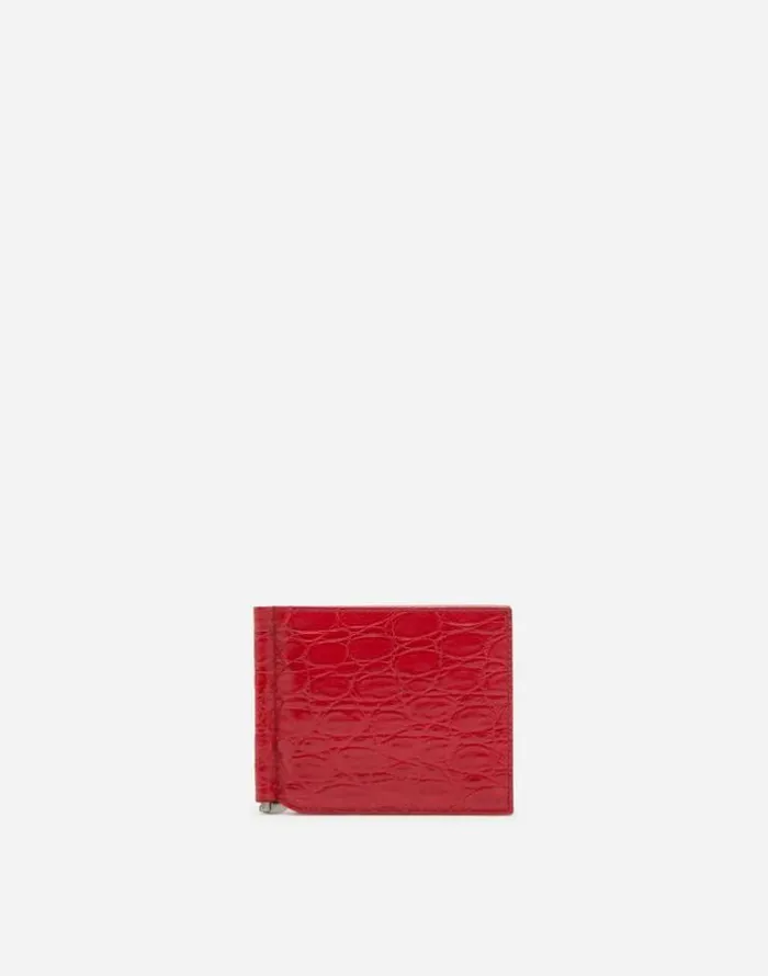 Dolce and Gabbana Wallets And Small Leather Goods Men Crocodile Skin Bifold Wallet With Money Clip Red Dolce and Gabbana Wallets And Small Leather Goods Men Crocodile Skin Bifold Wallet With Money Clip Red