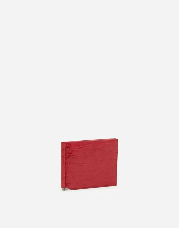 Dolce and Gabbana Wallets And Small Leather Goods Men Crocodile Skin Bifold Wallet With Money Clip Red Dolce and Gabbana Wallets And Small Leather Goods Men Crocodile Skin Bifold Wallet With Money Clip Red