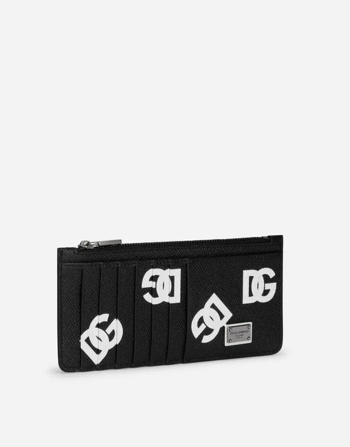 Dolce and Gabbana Wallets And Small Leather Goods Men Vertical Calfskin Card Holder With Allover DG Print Multicolor Dolce and Gabbana Wallets And Small Leather Goods Men Vertical Calfskin Card Holder With Allover DG Print Multicolor