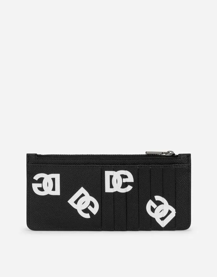 Dolce and Gabbana Wallets And Small Leather Goods Men Vertical Calfskin Card Holder With Allover DG Print Multicolor Dolce and Gabbana Wallets And Small Leather Goods Men Vertical Calfskin Card Holder With Allover DG Print Multicolor