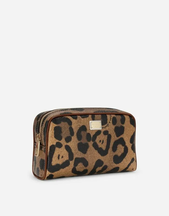 Dolce and Gabbana Wallets And Small Leather Goods Women Leopardprint Crespo Toiletry Bag With Branded Plate Multicolor Dolce and Gabbana Wallets And Small Leather Goods Women Leopardprint Crespo Toiletry Bag With Branded Plate Multicolor