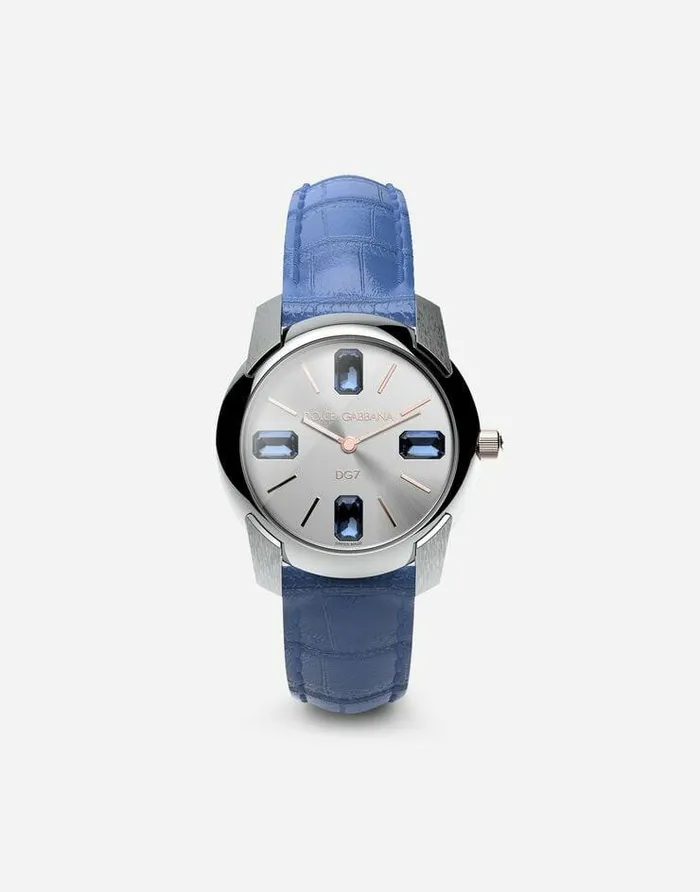 Dolce and Gabbana WatchesandStraps Women Watch With Alligator Strap Azure