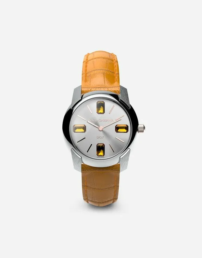Dolce and Gabbana WatchesandStraps Women Watch With Alligator Strap Orange
