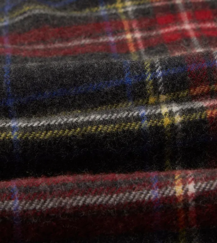 Drake039s Black Stewart Tartan Lambswool Washed Check Scarf 8211 Accessories