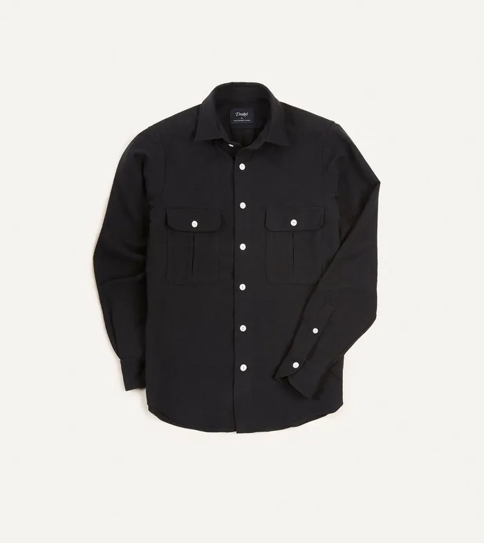 Drake039s Dark Navy Wool TwoPocket Work Shirt 8211 Shirts