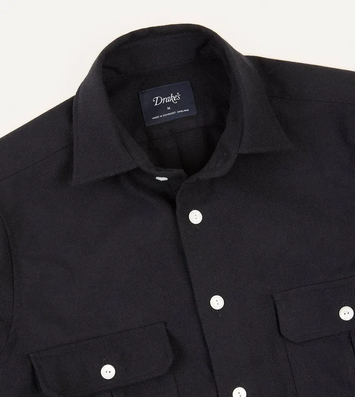 Drake039s Dark Navy Wool TwoPocket Work Shirt 8211 Shirts
