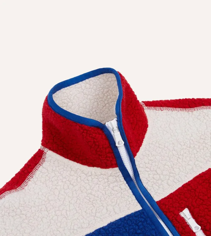 Drake039s Ecru Red And Blue Boucle Wool Zip Fleece Jacket 8211 Clothing