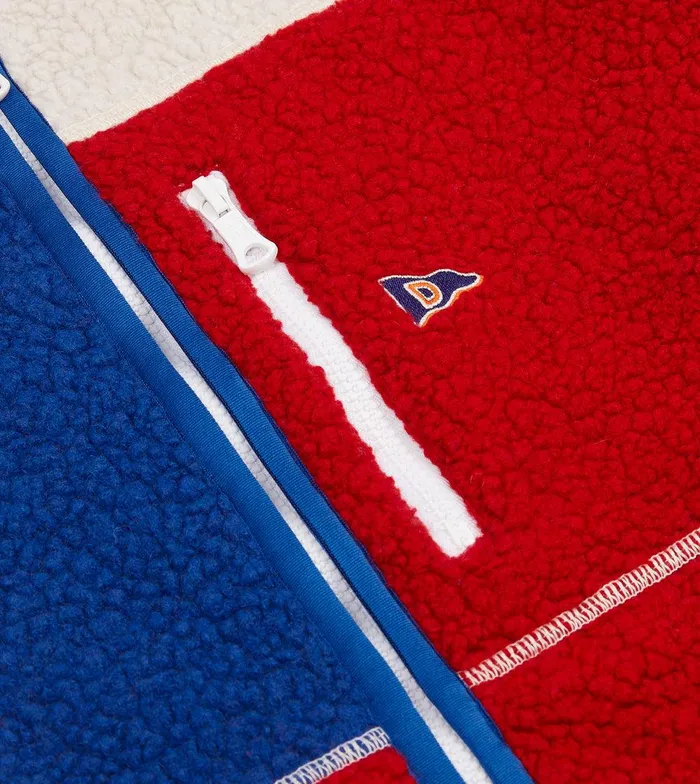 Drake039s Ecru Red And Blue Boucle Wool Zip Fleece Jacket 8211 Clothing