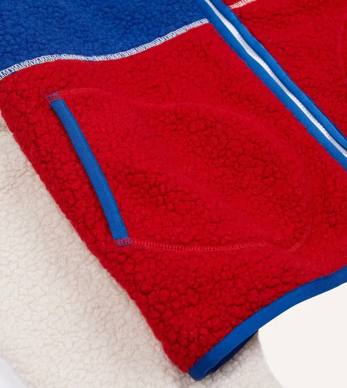 Drake039s Ecru Red And Blue Boucle Wool Zip Fleece Jacket 8211 Clothing
