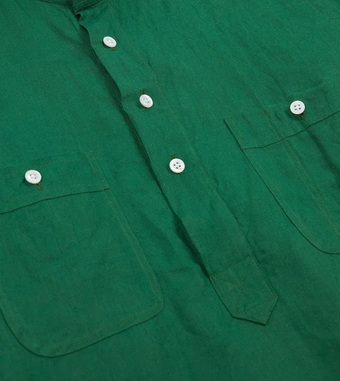 Drake039s Green Linen Mandarin Collar Popover Shirt 8211 Shirts