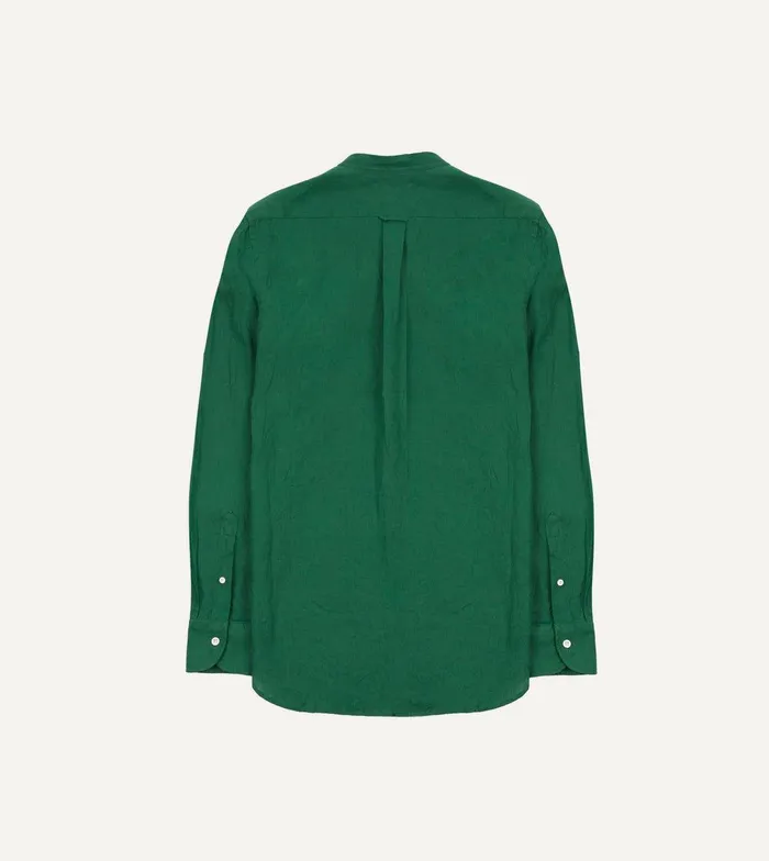 Drake039s Green Linen Mandarin Collar Popover Shirt 8211 Shirts