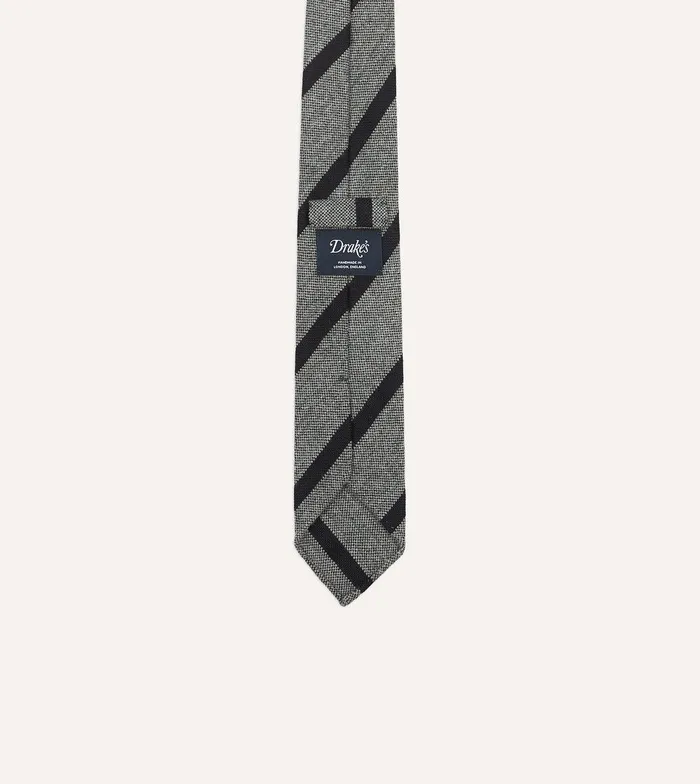 Drake039s Grey And Black Double Stripe Hand Rolled Wool Tie 8211 Ties