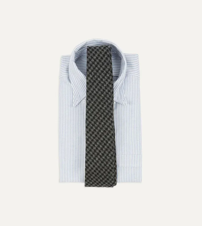 Drake039s Grey Houndstooth Check Hand Rolled Wool Tie 8211 Ties