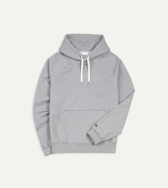 Drake039s Grey Melange Cotton Hooded Sweatshirt 8211 Clothing