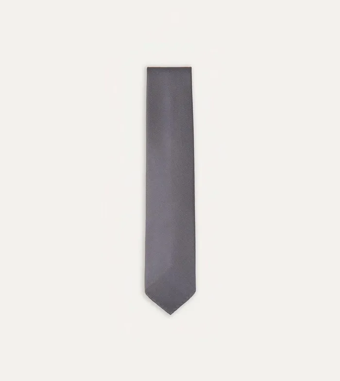 Drake039s Grey Silk Twill Hand Rolled Tie 8211 Ties