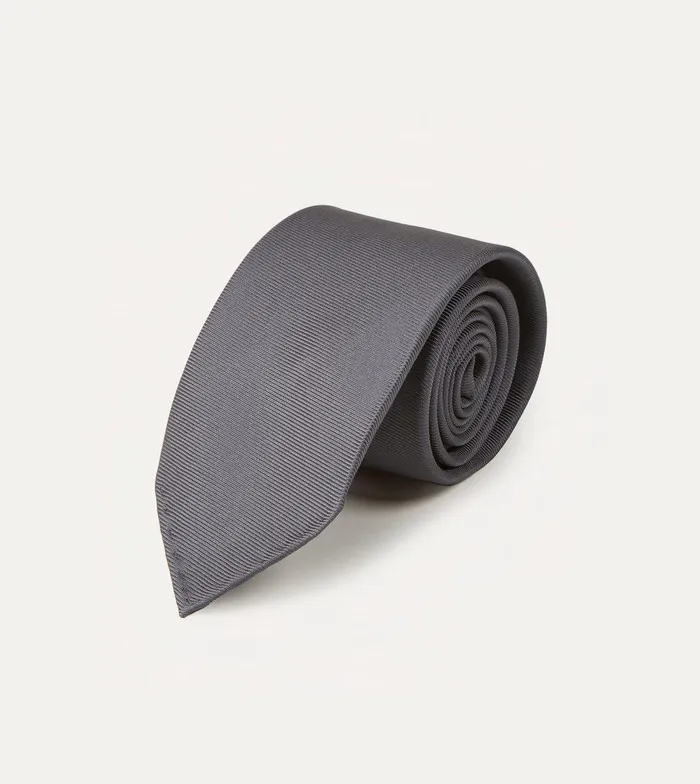 Drake039s Grey Silk Twill Hand Rolled Tie 8211 Ties